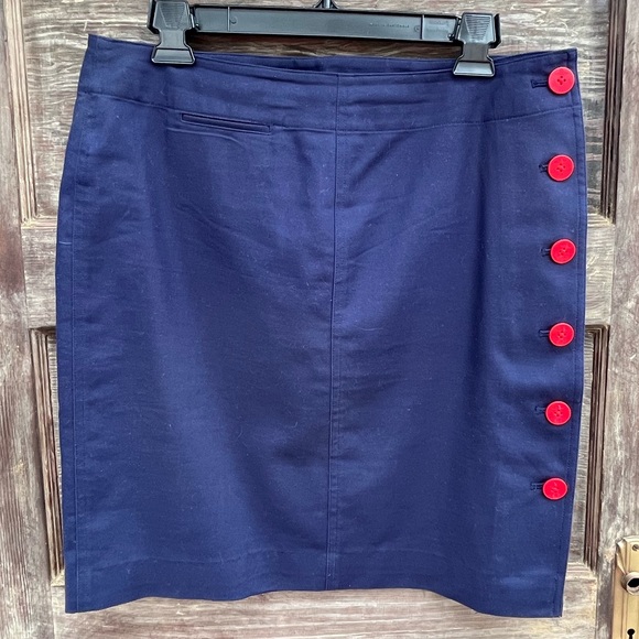 Lauren Ralph Lauren Vintage, Full Button, Knee Length, Straight Skirt, Navy | 8 - Picture 4 of 13